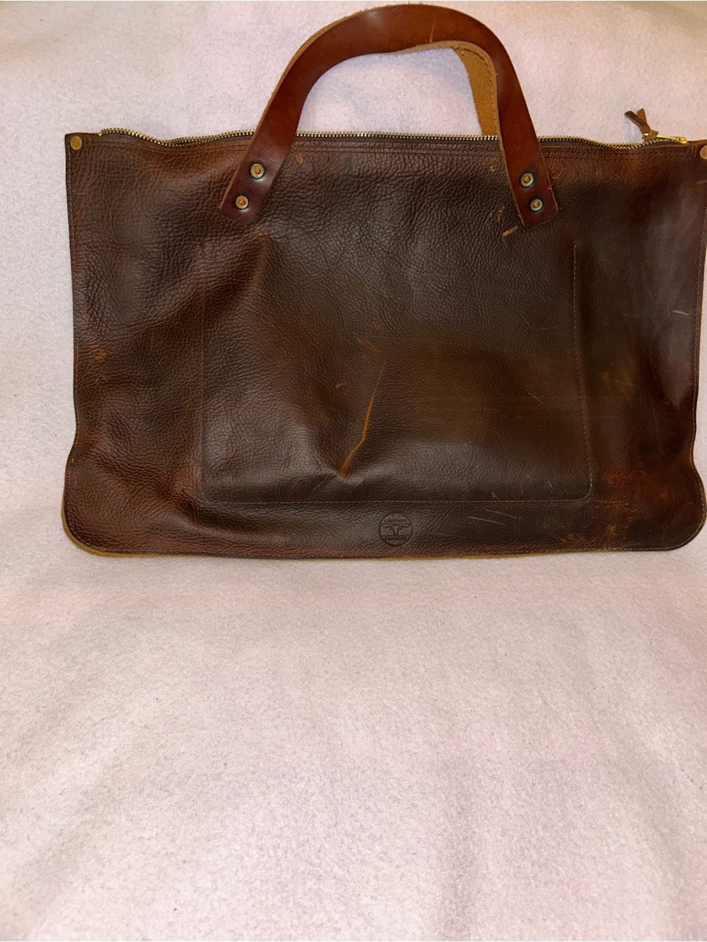 Leather Pasture Full Grain Brown Leather Laptop Bag Briefcase Tote Handmade